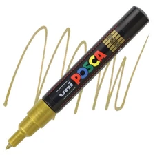 Posca Markers, Paint Marker, Gold Paint, 1M Extra Fine Tip, Opaque Ink, Acrylic