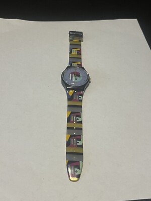 Vtg 1991 Swatch Watch Swiss Psychedelia GB141 Colorful  Need Battery Multicolor