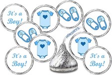 324 Blue Its a Boy Baby Shower Favors Stickers CANDY NOT INCLUDED