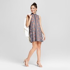 3Hearts Women's Floral Print Mock Neck Placement Dress Size XS Style #F082069G J