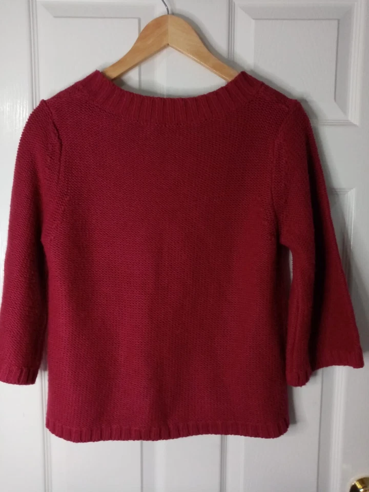 TU Size 14 Fuchsia Pink Acrylic Cardigan Sweater with 3/4 Sleeves - Image 4 of 4