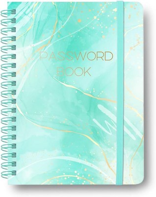 Password Book with Alphabetical Tabs - Spiral 5.1x6.9 IN, Blue 