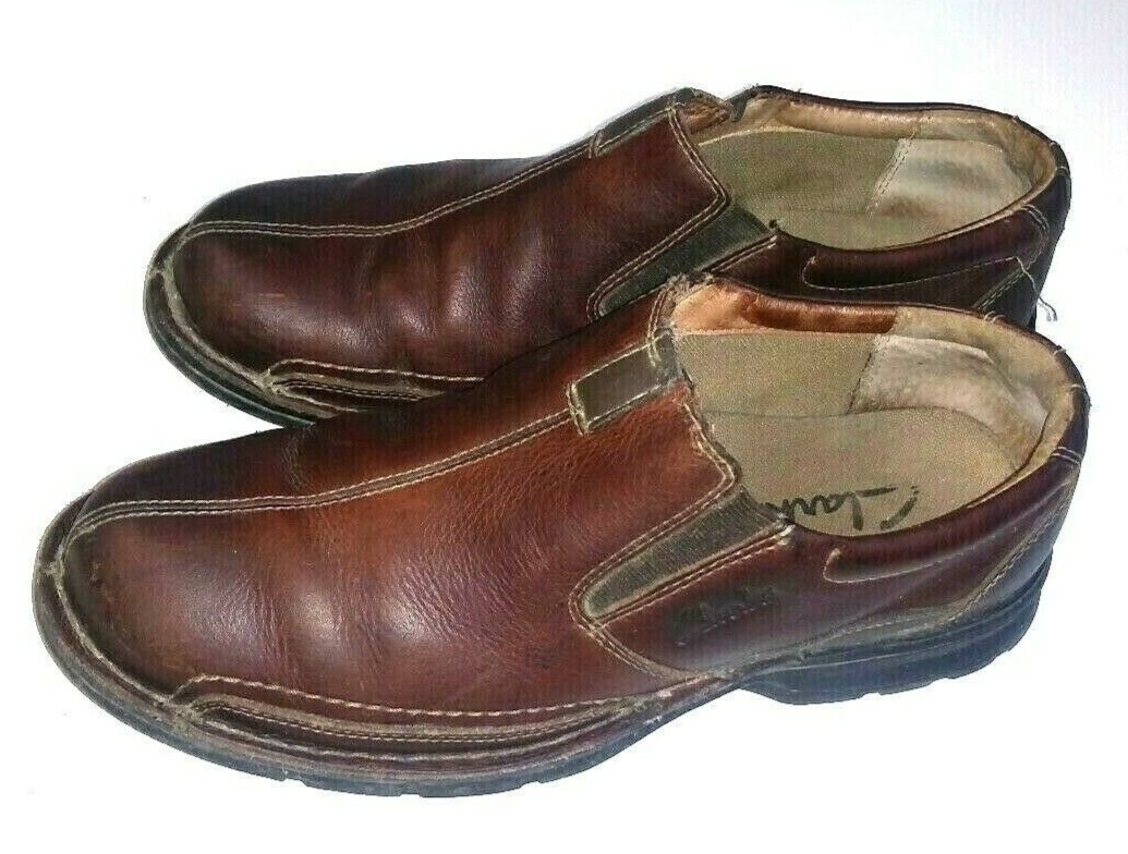 CLARKS LOAFERS mens 10M Leather Brown COTRELL Round Toe Slip  display picture 1