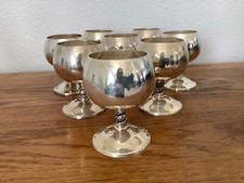 Vintage "ROMA S. I. SPAIN" Set of (8) Silverplated Snifters-Grapevine Stems-USED