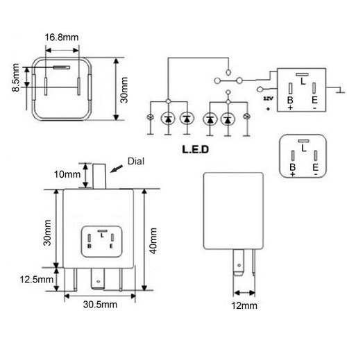 3-Pin LED Adjustable Flasher Relay w/ Wire Unit Car Motorcycle Turn Signal Light - Picture 10 of 10