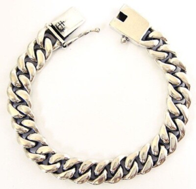 CUBAN LINK SOLID 925 STERLING SILVER MEN'S BRACELET