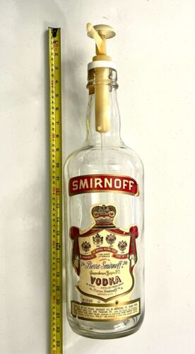 Vintage 1970’s Smirnoff Vodka Vintage Glas leere Display Flasche mit Pumpe 21” - Bild 3 von 5