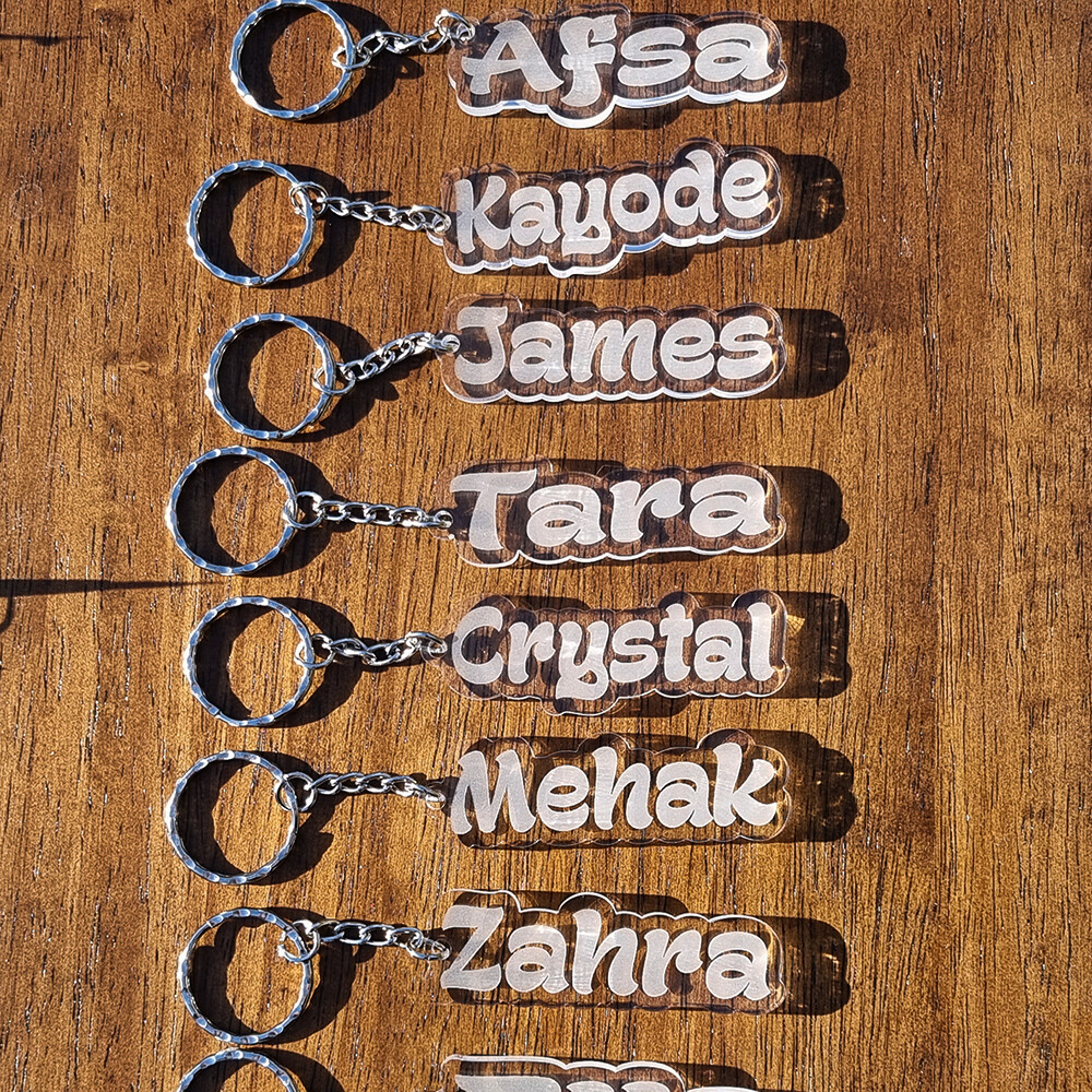 ANY Name PERSONALISED 5mm thick CHUNKY Keyrings Keychain MADE IN UK