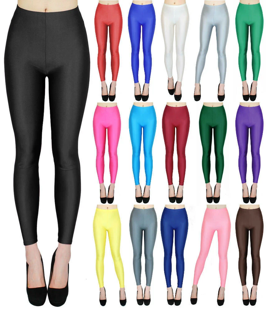 MJINM Damen-Leggings, Dünn, Glänzend, Hohe Taille, Schritt Am