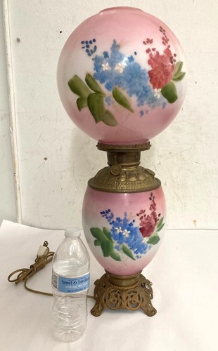 Antique 19th C. Gone With the Wind Lamp Oil Converted to Electric - Picture 2 of 11