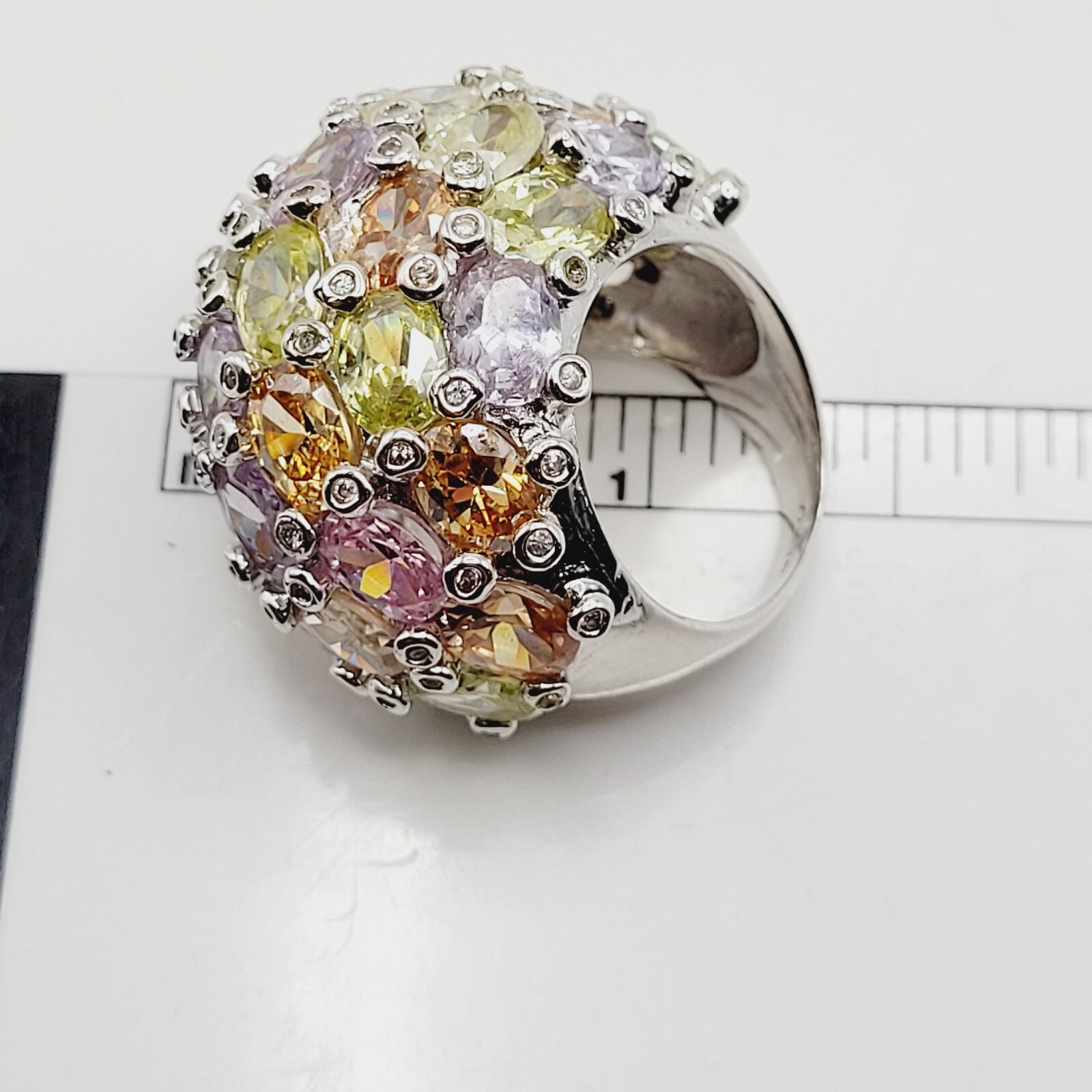 Runway Statement Dome Ring Multicolor Signed Size… - image 22