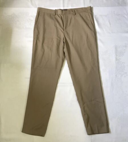 H&M Coupe Etroite Slim Fit Mens (36/28) Flat Front Chino Khakis Pants Trousers