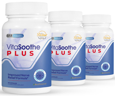 3 Pack Vita Soothe Plus, mejora el alivio de los nervios-60 Cápsulas x3