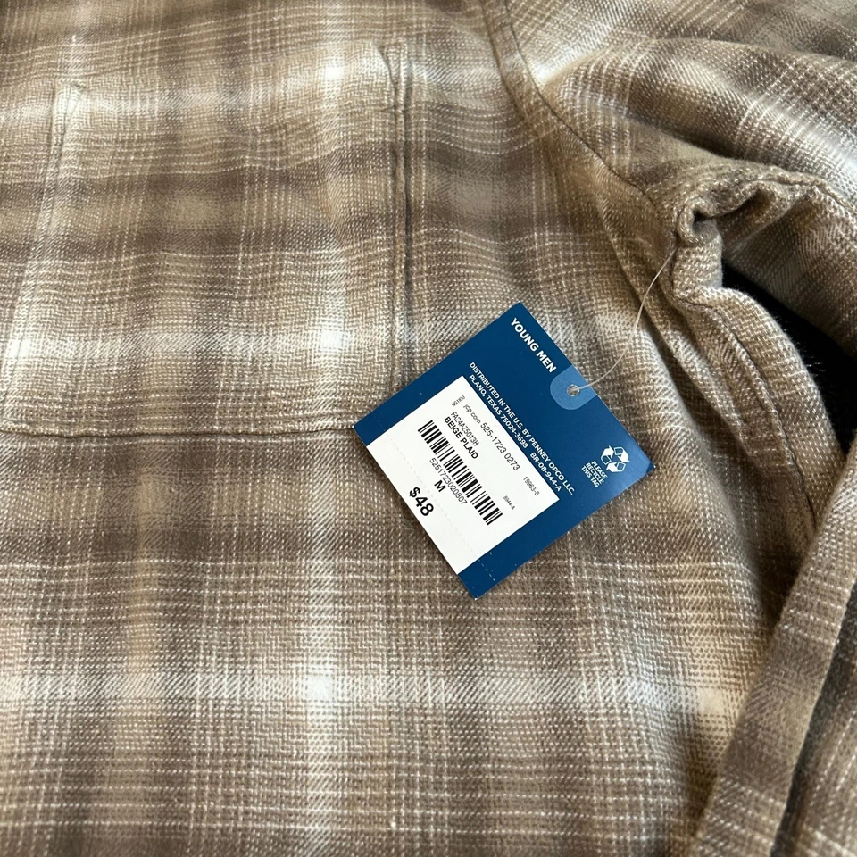 Мужская фланелевая рубашка с капюшоном Arizona Jean Co. в клетку на пуговицах с длинным рукавом средний размер - Изображение 4 из 4