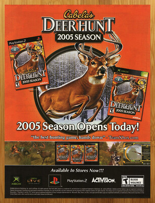 Cabela's Deer Hunt 2005 Season Xbox PS2 Vintage Print Ad/Poster Man Cave Art