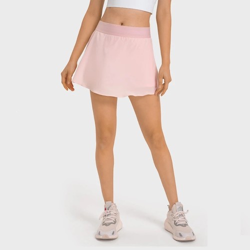 Damen 2 in 1 Sport Tennis Röcke schnelltrocknend hohe Taille Yoga Shorts Kleid Taschen