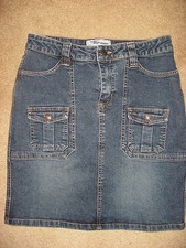 Womens OLD NAVY Stretch Cargo Denim Jeans Skirt 2