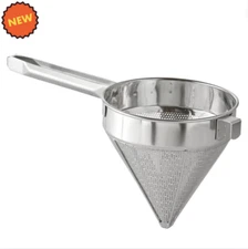 8" Kitchen Stainless Steel Silver Round Fine Mesh Chinois China Cap Strainer