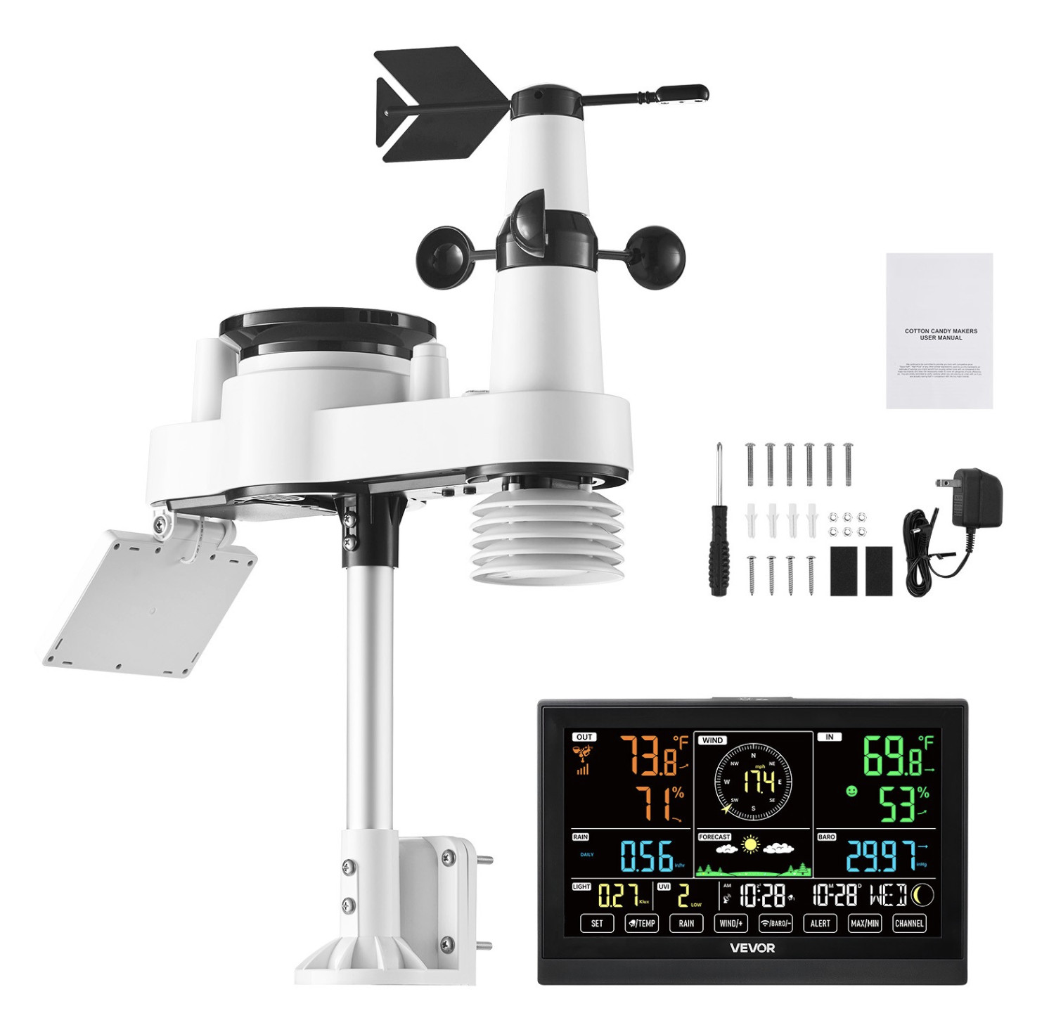 7-in-1 Wireless Weather Station 7.5'' Display and In-Outdoor Sensor by Uimoso ~~