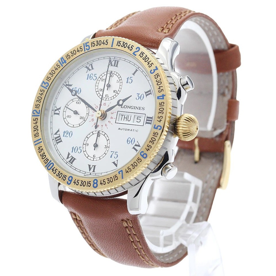 LONGINES L2.602.5 Lindbergh Hour Angle Chronograph Day Date Automatic ...