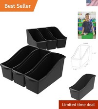 Durable Large Plastic Book Bin Set - Interlocking Storage for Classroom Home