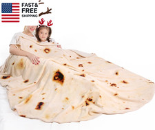 Burrito Tortilla Taco Blanket 71 Inches for Adult Kids, Realistic Tortilla Throw