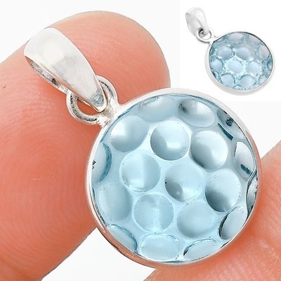 Ausgefallener geschliffener Premium Himmelblautopas 925 Sterling Silber Anhänger Schmuck P-1001