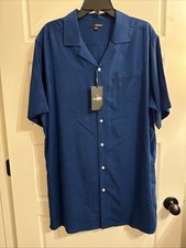 Murano Liquid Luxury Shirt SS Navy Blue Big  Tall XLT Cotton Collared