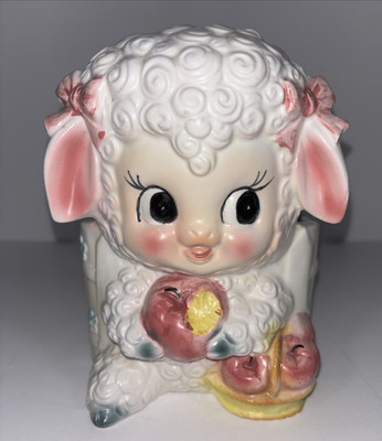 Vintage Napoware Baby Lamb Planter 1970s Ceramic Decorative Collectible GUC