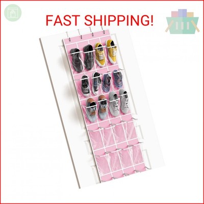 Simple Houseware 24 Pockets - Crystal Clear Over The Door Hanging Shoe Organizer
