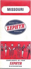 1969 ZEPHYR Motor Oil Gasoline Road Map MISSOURI Route 66 Springfield St. Louis