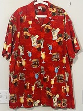 Vintage Go Barefoot Hawaiian Shirt Mens 2XL Cocktails Tiki Bar Tropical USA Made
