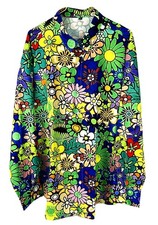 70er Jahre Buntes, Hippie Herren Hemd Langarm Regular Fit Gr. XL