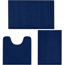 Bathroom Rugs Sets, Thick Soft Absorbent 3 Piece Chenille Bath Rugs, Non