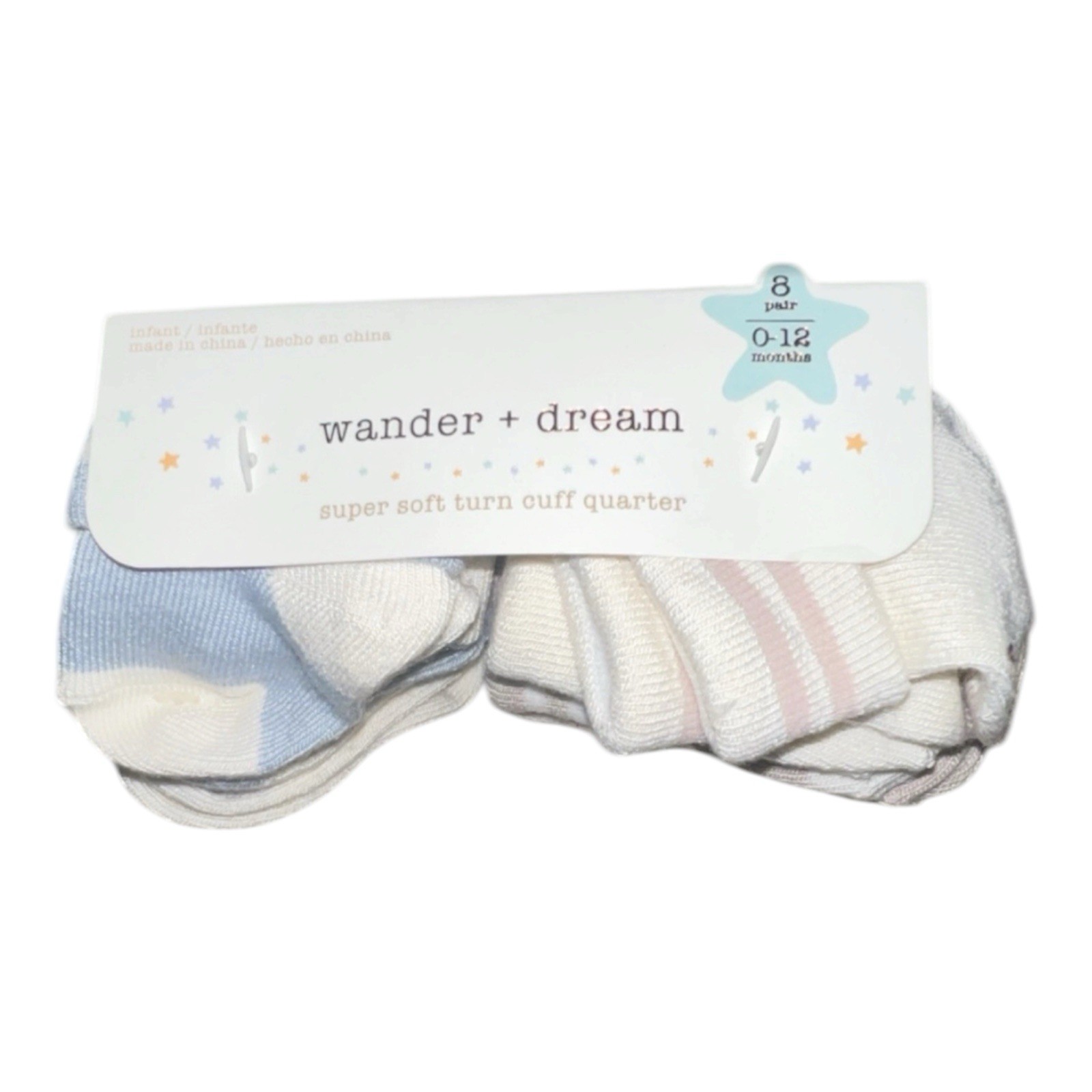 Wander + Dream Infant Baby Socks 8 Pack Multicolor Super Soft Turn Cuff Quarter alternate view 4