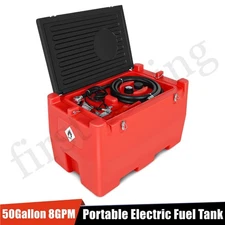 8 GPM 12V Electric Portable Transfer Pump 50 Gallon Gasoline & Diesel Fuel Tank