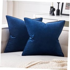 Pack of 2 Decorative Velvet Throw Pillow Cover 18" x 18" Pack of 2 Navy Blue