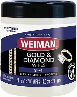 WEIMAN Gold & Diamond 3-in-1 Wipes - The Premium Jewelry Cleaner, Removes