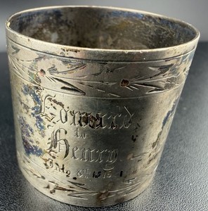 Antique 850 Silver Napkin Ring Engraved Fred 1933 To Howard 1875 33.66g Tested