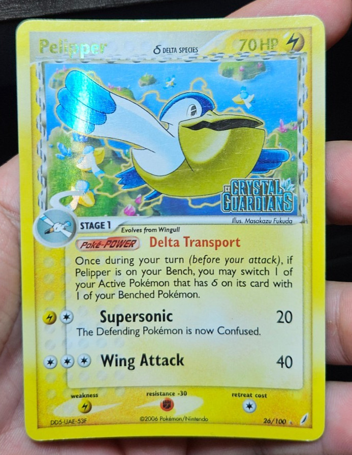 Pelipper 26/100 REVERSE HOLO Rare EX Crystal Guardians Pokemon L17 MP/HP