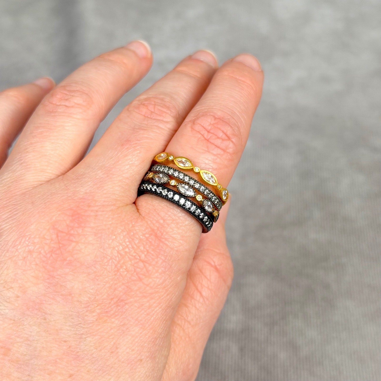 Freida Rothman Mixed Metal Stackable Ring Set Gol… - image 5