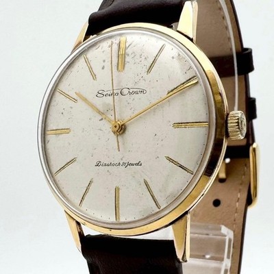 Seiko J15002 Crown Gold Feather Wristwatch Vintage 21 Jewels