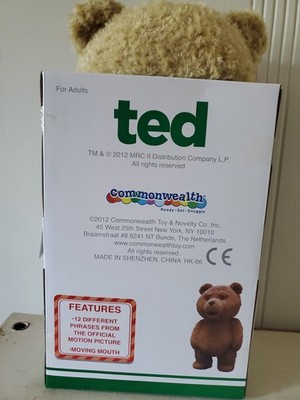 Ted 16 Plush With Sound Moving Mouth R Rated 12 Phrases for