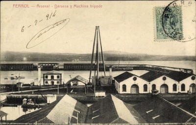 Ak Ferrol Galicien, Arsenal, Darsena und Machina Stativ - 11104573