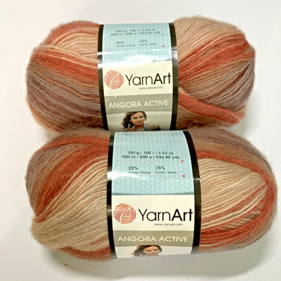 YarnArt Angora Active Yarn 546.80 yrds Mohair Acrylic Blend Multicolor Lot of 2