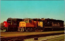 Vintage Santa Fe, Union Pacific & Southern Pacific Diesel Locomotives Postcard