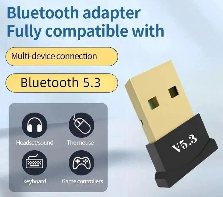 USB BLUETOOTH 5.3 ADAPTER  WIRELESS TRANSMITTER EMPFÄNGER DONGLE RECEIVER STICK - Bild 2 von 4