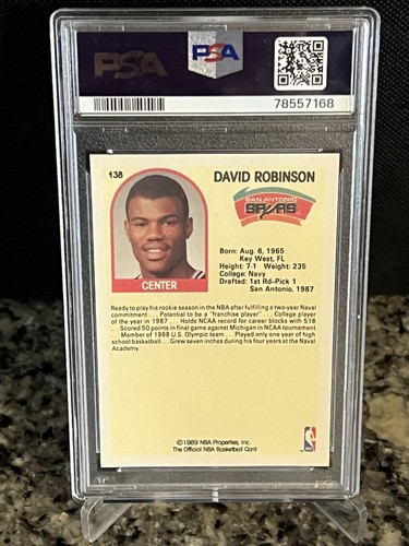 1989 NBA Hoops David Robinson ROOKIE HOF San Antonio Spurs PSA 6 EX-MT - Picture 2 of 2