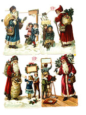 Fantastic Set of 4 Christmas Die Cuts of Santa, Toys, Children  Snowman   