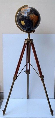 Black World Map Globe 18'' Adjustable Floor Tripod Geographic Educational Globe